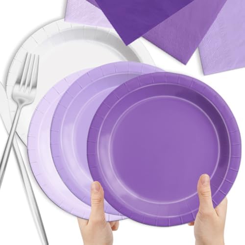 CMUSKO Lavender Party Supplies-150Pcs Purple Plates and Napkins Kit Serves 50,Gradient Light Purple Tableware for Birthday,Baby Shower,Wedding - Image 5