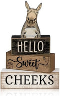 Moucuny 4 Pcs Hello Sweet Cheeks Bathroom Decor Wooden Signs Donkey by Moucuny