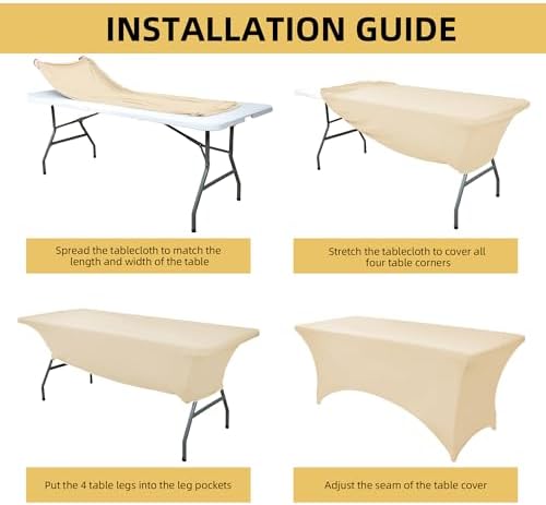 2-Pack 4ft Spandex Table Covers for Rectangular Folding Tables - Wrinkle Resistant Stretch Tight Table Cloths - Ultimate Fitted Table Protector for Parties, Banquet, and Wedding - Image 5