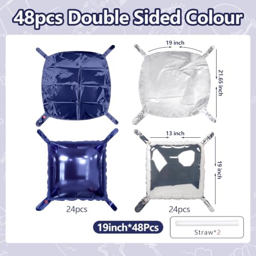 NISOCY 48PCS Navy Blue and Silver Square Foil Balloons Wall Backdrop - Image 2