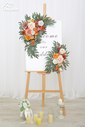 Faux Flowers Wedding Arch Flowers Kit(Pack of 2) for Wedding Decor Ceremony Reception Backdrop Thanksgiving Halloween Party Decoration (Orange) - Image 2