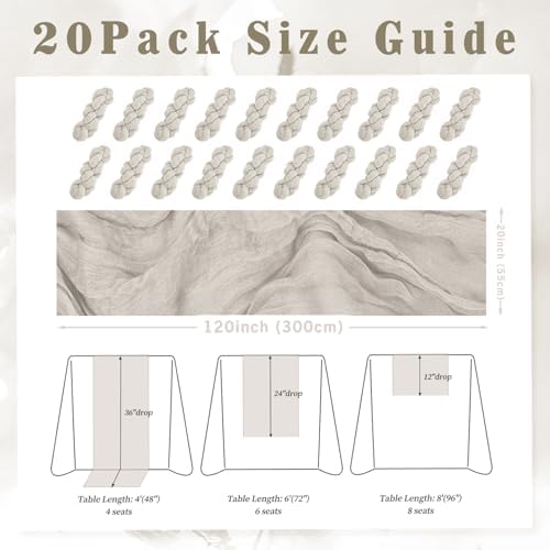 20 Pack Rose Brown Cheesecloth Table Runner 10FT Rustic Gauze Fabric Cheese Cloth Table Runner for Wedding Bridal Baby Shower Table Decor Boho Sheer Birthday Party Table Decorations 20 x 120 Inch Long - Image 2