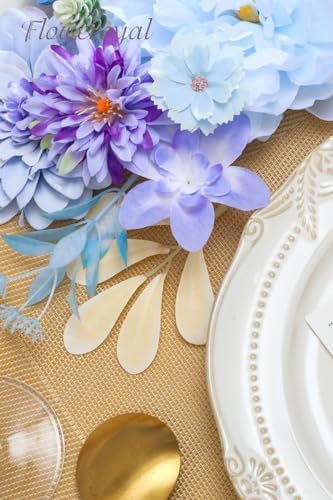 Floweroyal Artificial Flowers Combo Purple Flowers Mix Silk Flowers Dahlia Roses with Stems for DIY Wedding Bridal Bouquets, Baby Shower, Floral Arrangement, Table Centerpieces, Home Decorations. - Image 5