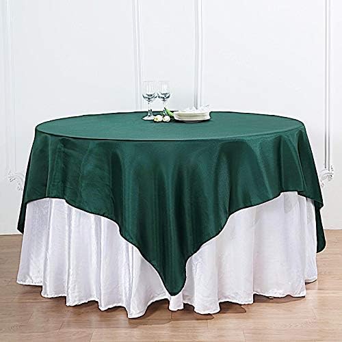 10 pcs 72x72 inch Hunter Green Square Tablecloth Satin Fabric Overlays Linens | Table Cloths Cover for Wedding Party Banquet Reception Events Decoration Kitchen Dining Events Kitchen Dining - Image 2
