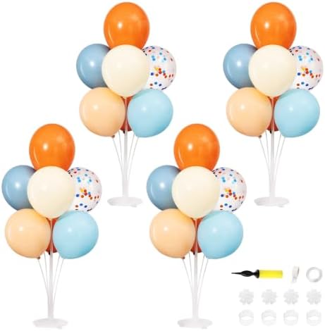 4 Sets Blue and Orange Balloons Stand Kit for Table by ZyloonDecoration
