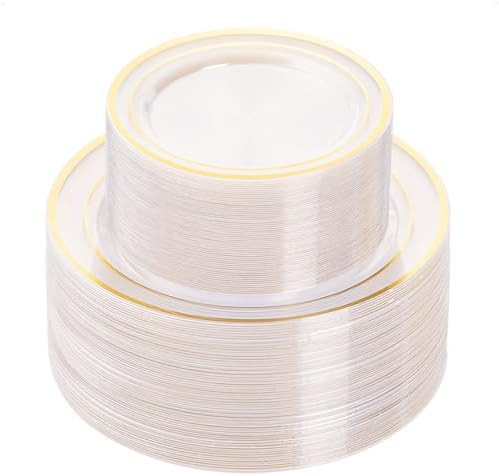 BESTVIP 100PCS Clear Plastic Plate, Disposable Party Plates with 50 Dinner and 50 Dessert Plates, Plastic Plate for Party, Wedding and Birthday by Bestvip