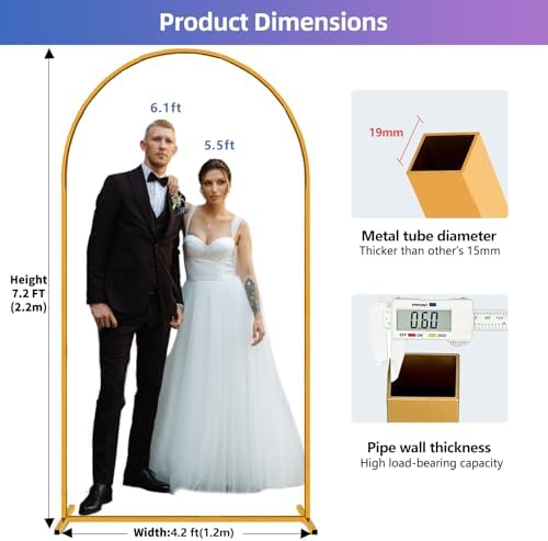 Hemmotop Arch Backdrop Stand Gold 7.2 FT - Image 2