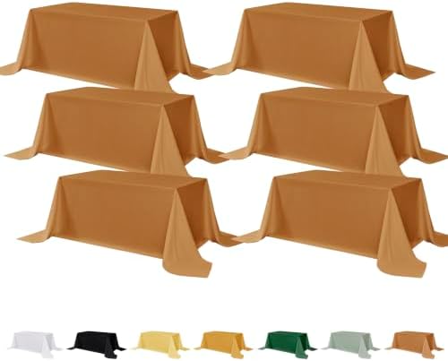 Fitable 6 Pack Bronze Tablecloths for Rectangle Tables, 90 x 156 Inch by Fitable