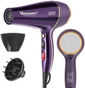 VAGARY Hair Dryer with Diffuser Concentrator, 2200W Professional Salon Ionic Blow Dryer for Frizz Free Smooth Hair, Featuring 2 Speeds and 2 Heat Settings, Cool Shot Button（Purple） by VAGARY