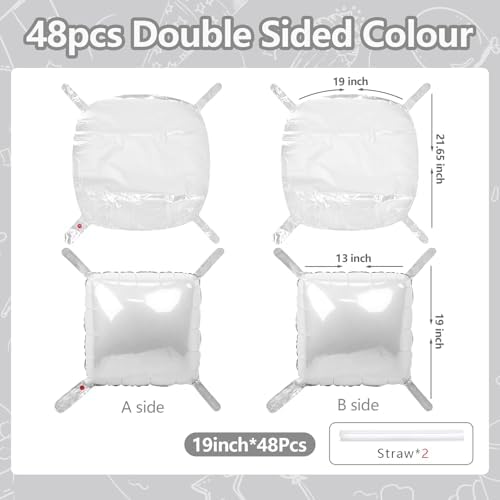 NISOCY 48PCS White Square Foil Balloons Wall Backdrop - Image 2