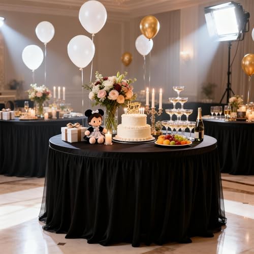 THARAHT Tulle Table Skirt 9FT 270CM Long for Rectangle Tables Round Tables Ruffle Desk Skirt for Princess Girls Birthday Party Cake Dessert Decorations Table Skirt - Image 4
