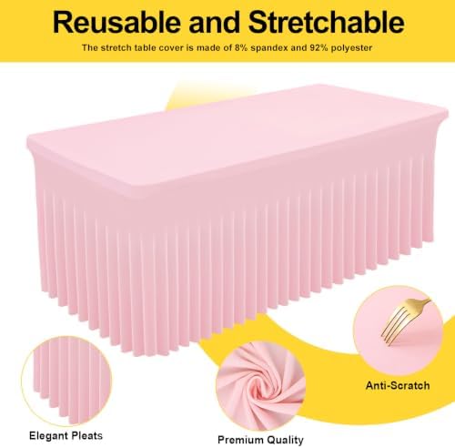 Smiry 2 Pack Spandex Elastic Fitted Table Cloth Skirt for 8FT Table - Image 2