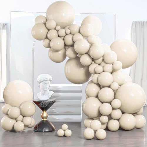 PartyWoo White Sand Balloons 140pcs Off White Beige Cream Ivory Color by PartyWoo