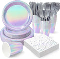 175 Pcs Iridescent Party Dinnerware Set, Serves 25 by Unknown