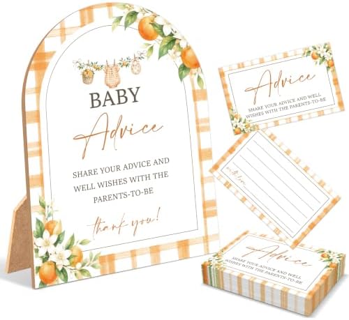 A Little Cutie Baby Shower Games, Orange Advice For Parents To Be, 6x8 Inch Arch Wooden Sign With Stand And 50 Advice Cards, Gender Reveal Party Supplies & Decorations -LN09 by Unknown