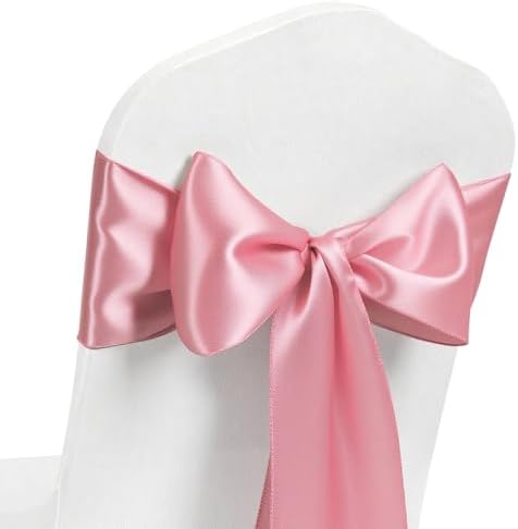 50 Pack Dusty Pink Satin Chair Sashes, 7X108 Inches Chairs Bows for Wedding by MAGTOWNE