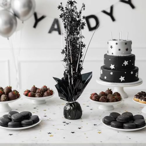 6 Pack Metallic Foil Spray Centerpiece Stars for Wedding, Birthday, Anniversary, Christmas Table Decor, Holiday Festival Baby Shower Graduation Mantle Party Decorations (Black SF) - Image 7