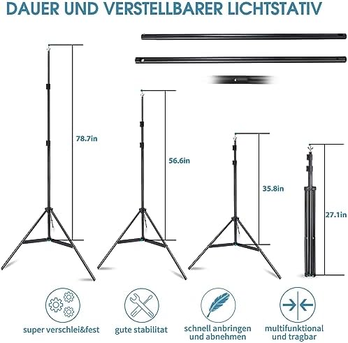 Photo Video Studio 10x7Ft (WxH) Adjustable Background Stand Backdrop Support System Kit with Carry Bag - Image 4