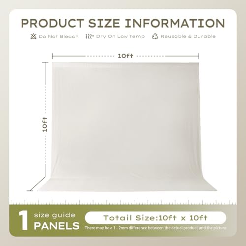 10×10ft Beige Backdrop Curtain for Weeding Parties, Wrinkle-Free Fabric Drape for Baby Shower, Birthday Party Decorations, Photography Photo Booth Background, Single Panel No Sewing, with Rod Pocket - Image 5