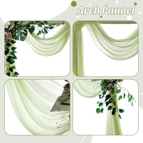 Pack of 1 Wedding Arch Drape Panel Fabric 30" x 30ft - Sage Green - Image 5