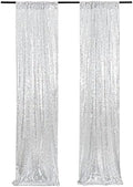 Poise3EHome Silver Sequin Backdrop Curtains,2ft x 8ft Sequin Photography Backdrop Curtain 2 Panels for Party Decoration by Poise3EHome