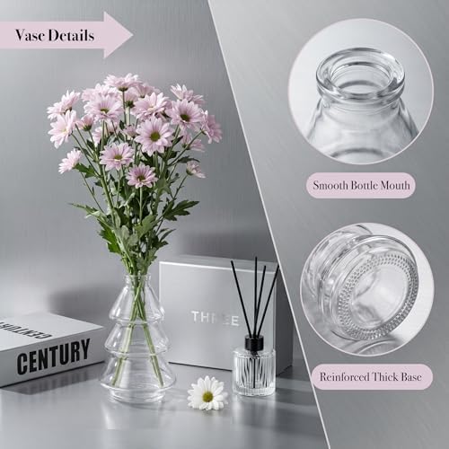 32 Pcs Clear Glass Bud Vases in Bulk, Small Vintage Bud Vase Set for Flowers, Mini Glass Vases for Wedding Centerpieces, Baby Shower, Table Decorations, Event Decor, 3.1"-5.1" - Image 6