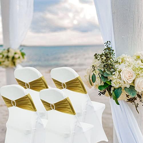 Spandex Chair Sashes Bands, Metallic Gold, 30PCS - Image 2