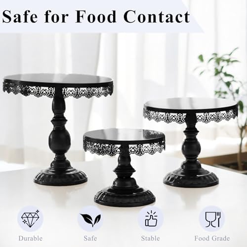Set of 9 Cake Stands Metal Cupcake Stand Set Multiple Styles Candy Fruit Display Tower Dessert Plate Cake Serving Tray for Birthday Party Wedding Anniversary Baby Shower Engagement (Black) - Image 3