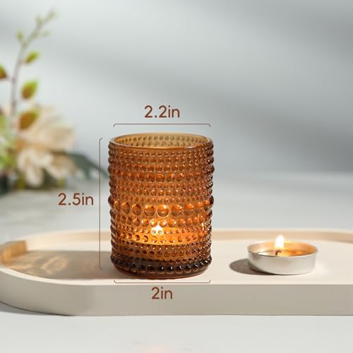 24 Pack Votive Candle Holders, Amber Vintage TeaLight Holder for Fall Decor - Image 3