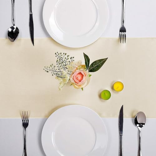 15-Pack Satin Table Runner Champagne 12 x 108 inches Long, Table Runners for Wedding, Birthday Parties, Banquets Decorations（15 Pack, 12x108 Inch, Champagne - Image 2