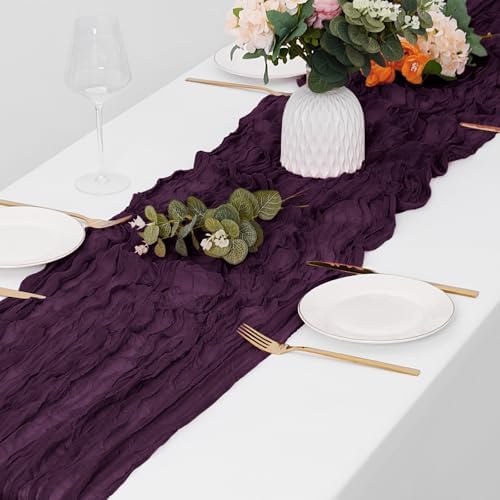 30 Pack Dark Purple Cheesecloth Table Runner 17 x 108 inch Cheese Cloth Table Runners 9ft Terracotta Table Runner Rustic Romantic Sheer Gauze Runner for Wedding Party Baby Shower Table Decoration - Image 4