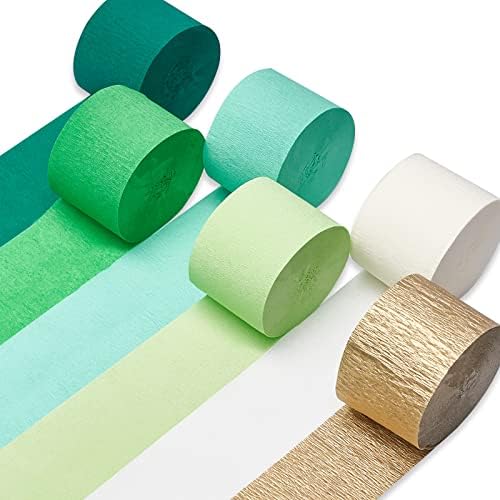 PartyWoo Lime Green Gold Crepe Paper Streamers 6 Rolls 492 FT by PartyWoo