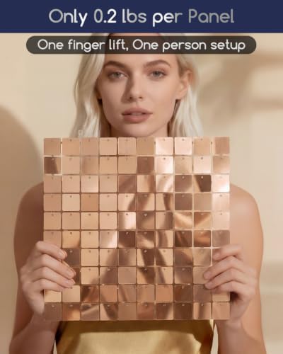 COKAOBE LiteGrid Series Shimmer Wall Backdrop - 24Pcs Rose Gold - Image 3