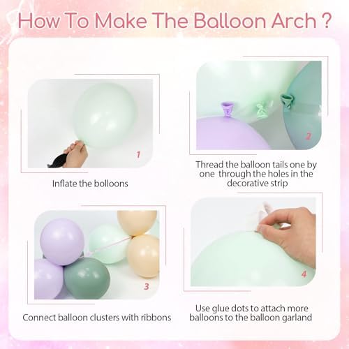 157pcs Pastel Pink and Purple Balloon Arch Garland Kit with Gold Balloons - Image 3
