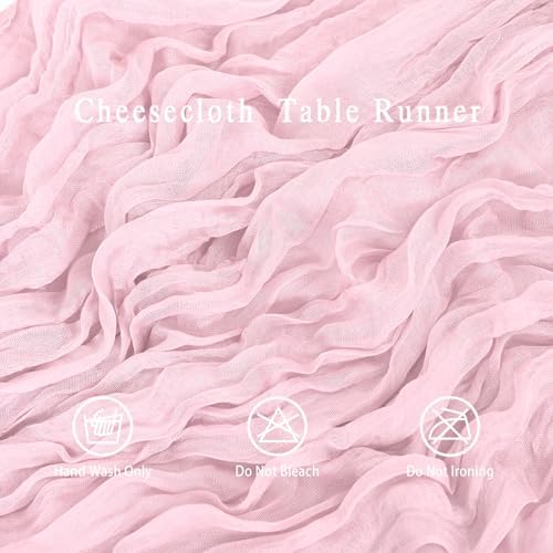 8 Pack Pink Cheesecloth Table Runner 17x108 inch Boho Gauze Cheese Cloth Table Runners for Wedding Party Baby Bridal Shower Home Decor - Image 4