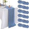 6 Pack 10Ft Dusty Blue Cheesecloth Table Runner 23 x 120 Inch by CKIKU