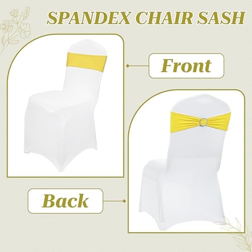 MDS Pack of 200 Spandex Chair Sashes for Wedding Party & Event – Yellow - Image 4