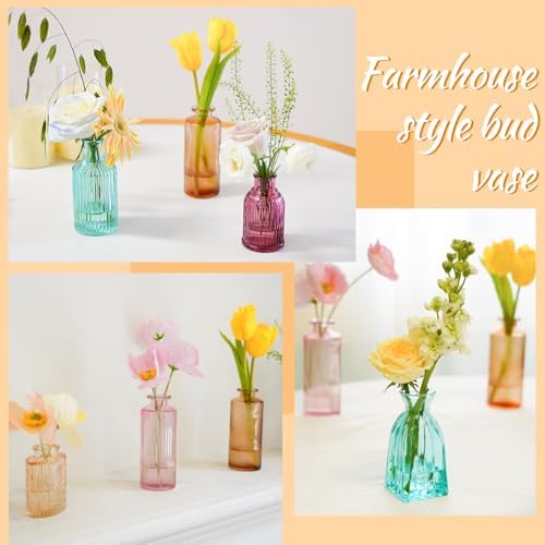 12PCS Mixed Colored Bud Vases Colorful Vintage Flower Vase for Centerpieces - Image 5