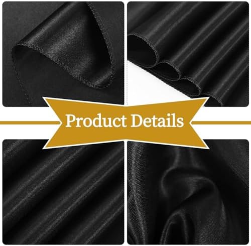 fani 60 PCS Satin Chair Sashes, 7x78 Inch, Black - Image 3