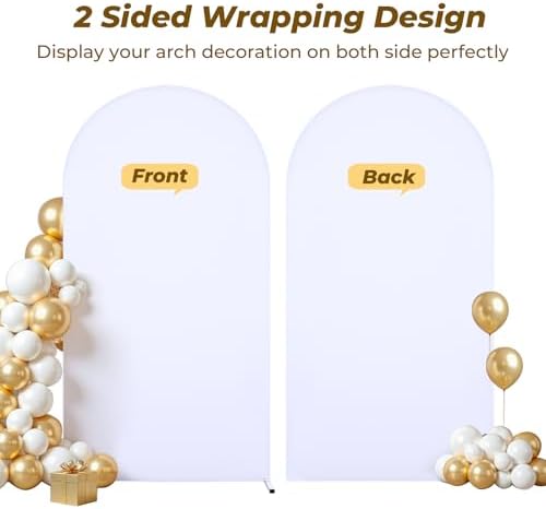 6 ft Arch Backdrop Cover White - Double-Sided Spandex Arch Covers Stretchy Backdrop for Balloon Arches Birthday Party Baby Shower Banquet Wedding Photo Background - Image 3