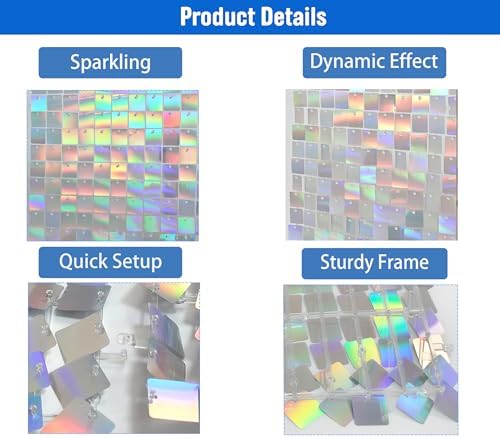 Ozikutech 36 Pcs Iridescent Silver Shimmer Wall Backdrop Panels for Party - Image 5