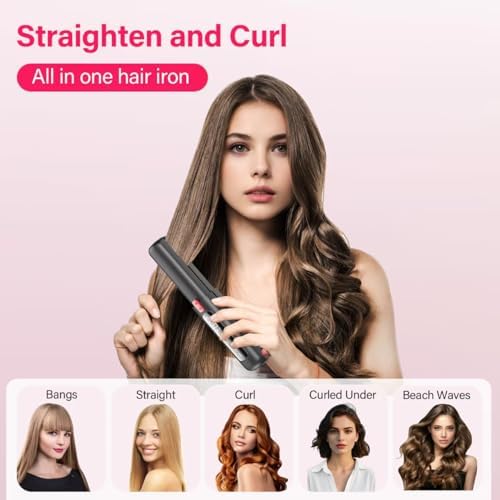 Cordless Hair Straightener and Curler 2 in 1, Mini, Lightweight and Small,USB Rechargeable with 4500mAh Battery, 10s Fast Heating, Portable Ceramic Flat Iron for Travel (Black) - Image 4