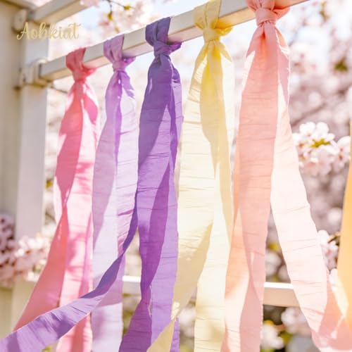 AOBKIAT Purple Hot Pink Yellow Streamers Party Decorations,5 Rolls - Image 4