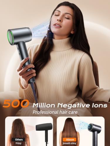 Hair Dryer, 160000 RPM High-Speed Professional Blow Dryer for Fast Drying, 500M Negative Ionic Care Hair Dryer for, Low Noise Thermo-Control Travel Hairdryer with Diffuser & Nozzle,Luxury Packaging - Image 2