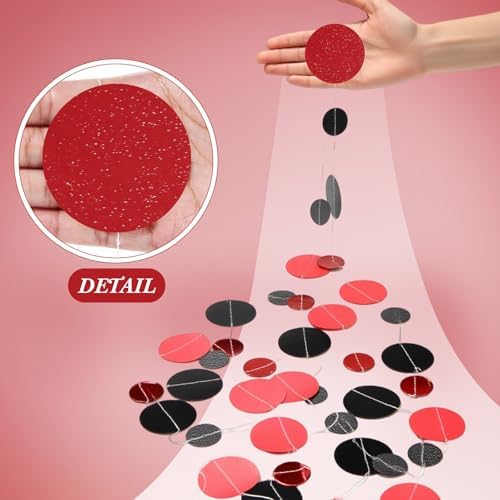 Outus 5 Pieces Black,Red Round Dots Garland Party Hanging Decor - Image 3