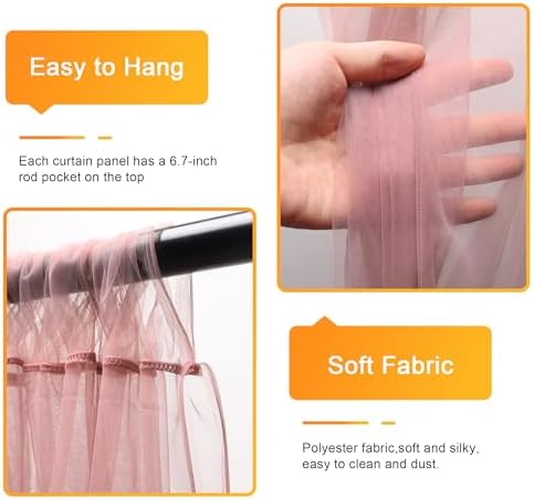 Fomcet Tulle Backdrop Curtains with Lights Dusty Rose 10x10ft Sheer Curtain - Image 3