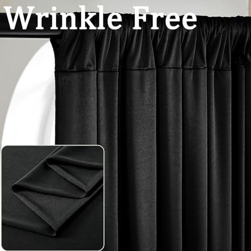 30ft x 8ft Wrinkle Free Black Backdrop Curtains for Parties, 6 Panels Thick Polyester Photo Backdrop Drapes for Weddings Birthday Photography Background Curtains - Image 4