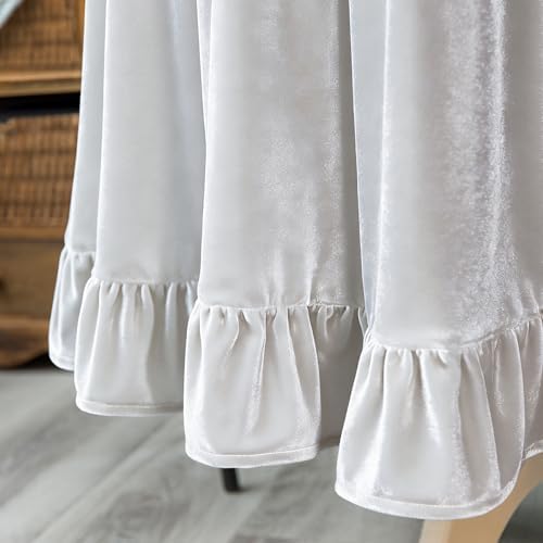 GLORY SEASON Velvet Tablecloth Luxurious Solid Rectangle Table Cloth,Oblong Retro Farmhouse Ruffle Tablecloths Washable Table Cover for Party Wedding Baby Shower Kitchen Dinning Tabletop Decoration - Image 4