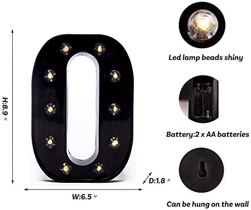 Foaky Black LED Marquee Number Lights Sign Light Up Marquee Number Lights Sign for Night Light Wedding Birthday Party Battery Powered Christmas Lamp Home Bar Decoration - Image 3