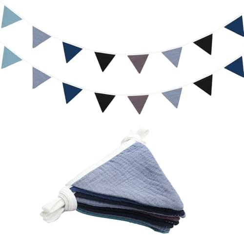 Oudain 2 Pcs Pennant Banner Flags Nursery Garland Triangle, Blue Color by Oudain